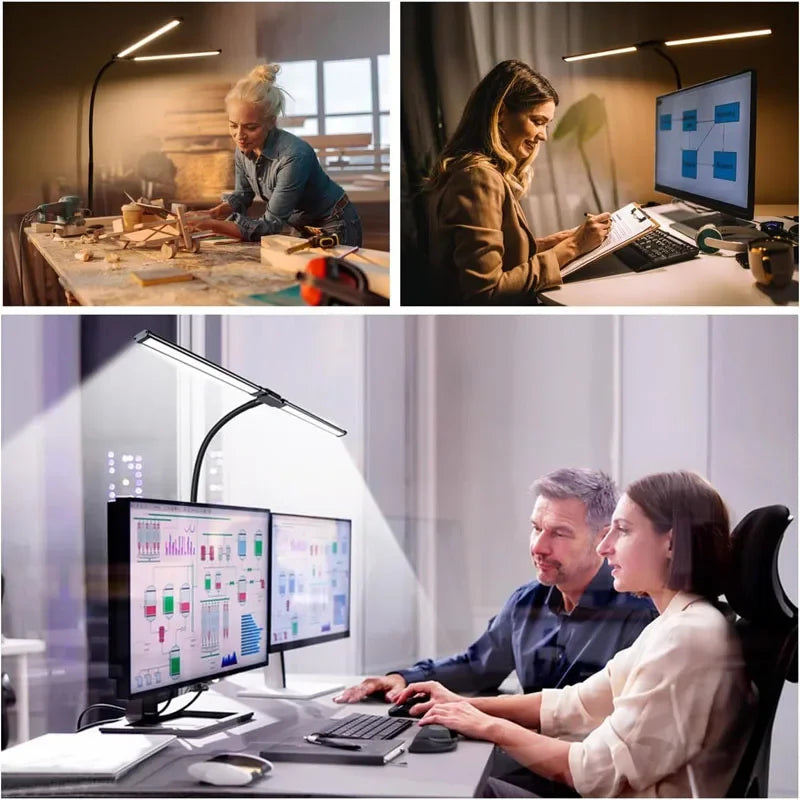 Dual-Head Clamp Monitor Desk Lamp