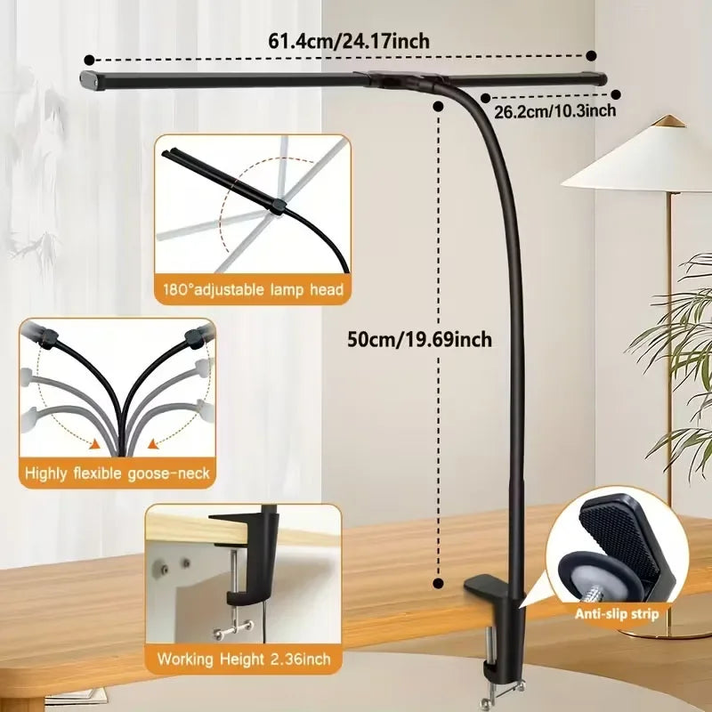 Dual-Head Clamp Monitor Desk Lamp