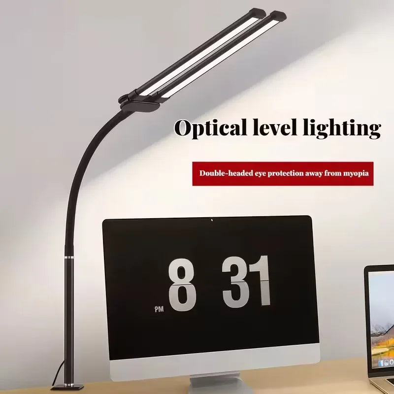 Dual-Head Clamp Monitor Desk Lamp