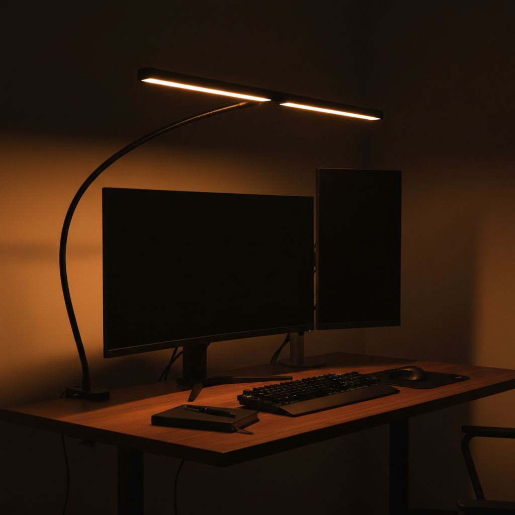 Dual-Head Clamp Monitor Desk Lamp